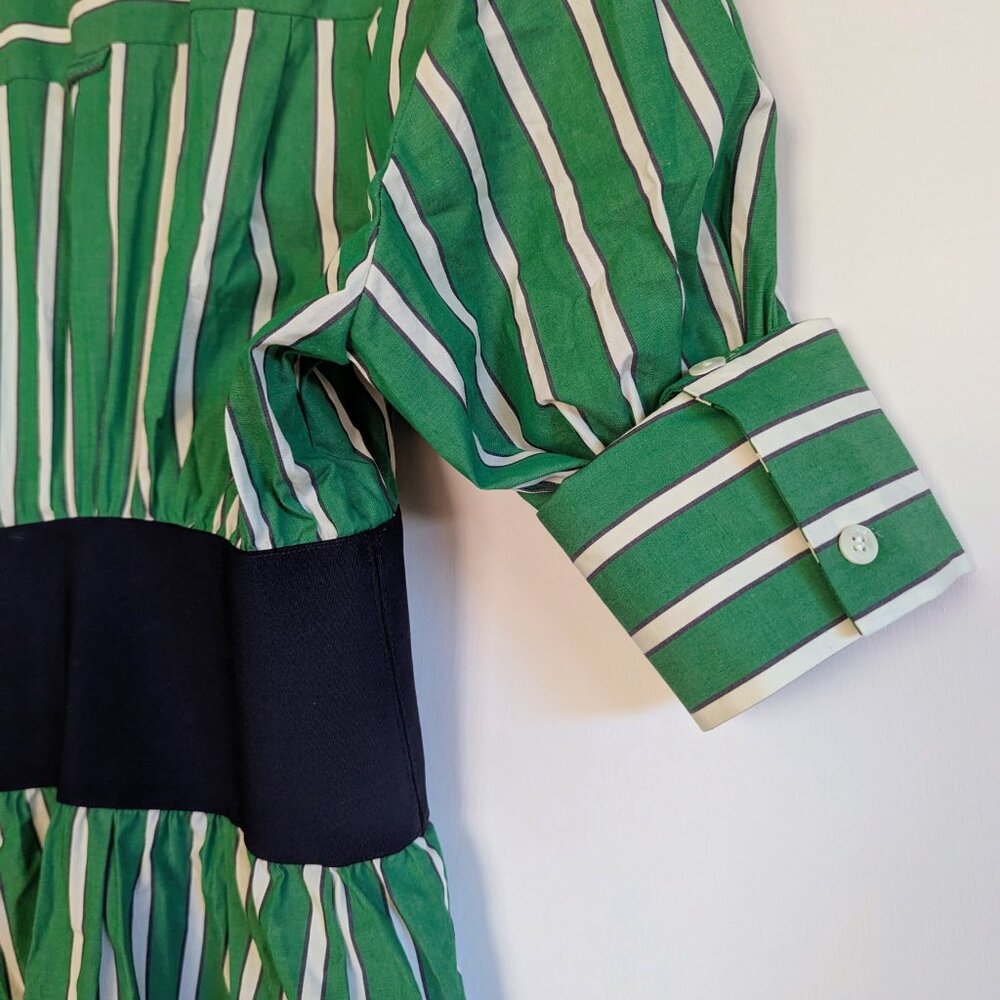 STAUD Michelle Striped Shirt Mini Dress Seaweed Green Size M NWT Chic Versatile - Picture 13 of 16